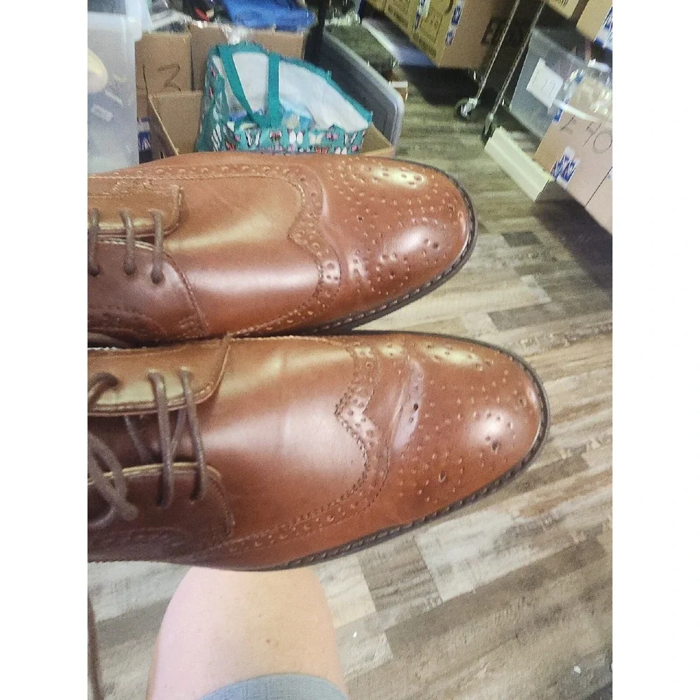 DAVID STONE MEN'S BROWN  OXFORD LACE UP DRESS‎ SHOES SIZE 10.5